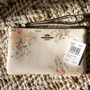 Large Floral Coach Wristlet never used